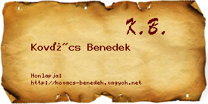 Kovács Benedek névjegykártya